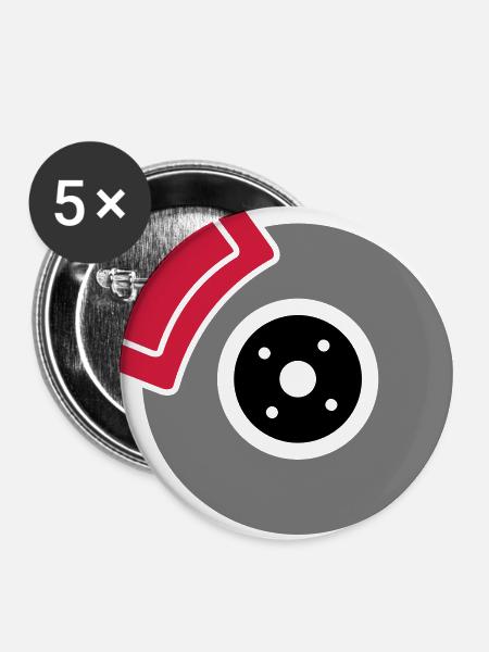 Scheibenbremse mit Bremssattel - Buttons groß 56 mm (5er Pack) - Weiß