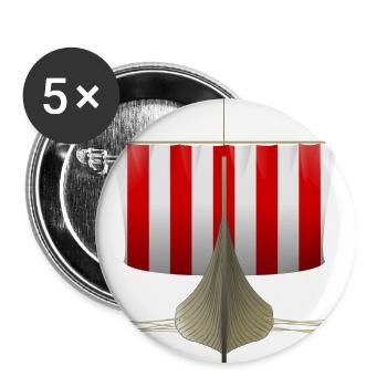 vikings wickinger warrior vikingboat boot47 - Buttons groß 56 mm (5er Pack) - Weiß - Vorne