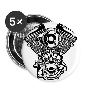 Moteur moto / Moteur 01_schwarz blanc - Lot de 5 grands badges (56 mm) - blanc - Devant