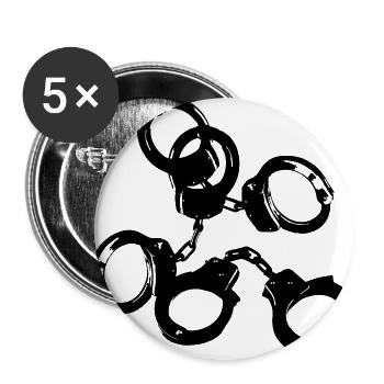 Handschellen Fesseln Used Look JGA Game over Stahl - Buttons groß 56 mm (5er Pack) - Weiß - Vorne