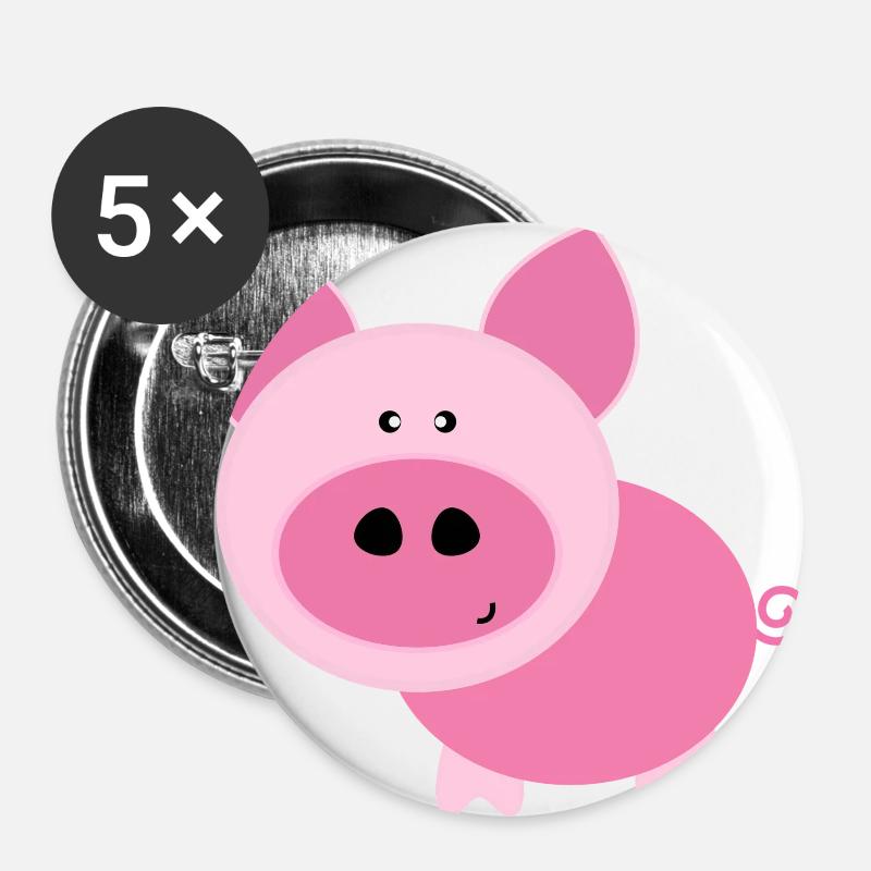 Pink Pig - Buttons large 2.2''/56 mm (5-pack) - white