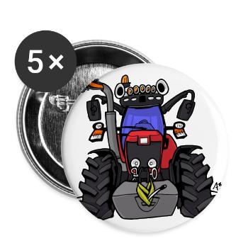 0152 Roter Traktor - Buttons groß 56 mm (5er Pack) - Weiß - Vorne