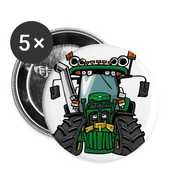 0197 6920S tracteur vert - Lot de 5 grands badges (56 mm) - blanc - Devant