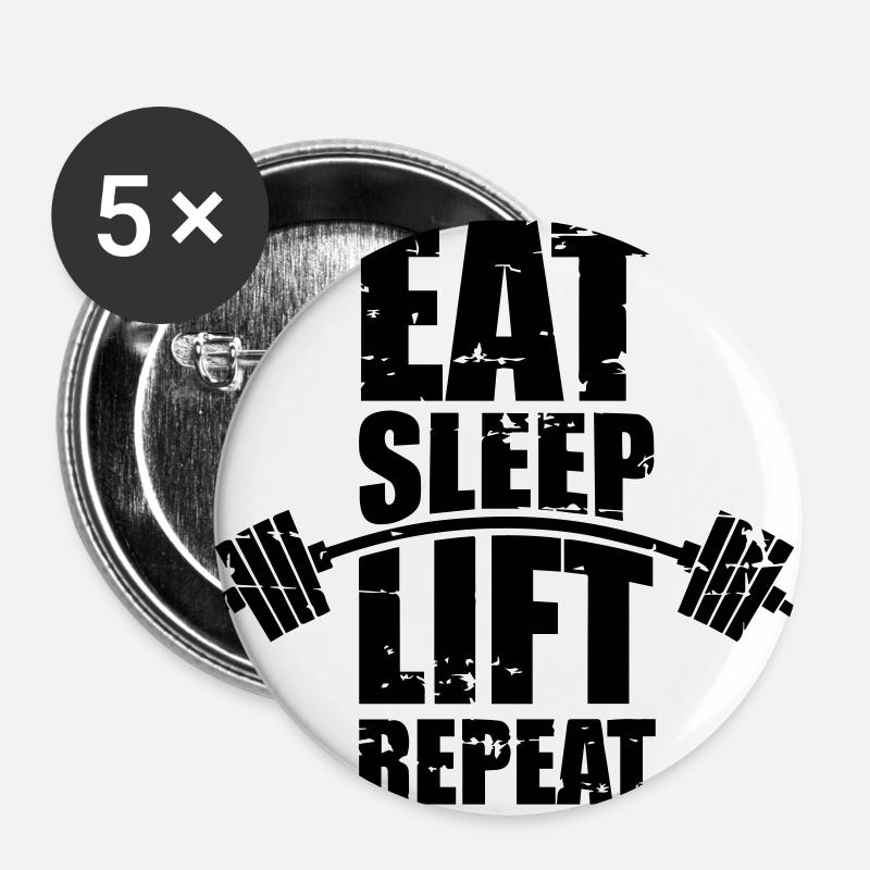 Eat sleep lift - Buttons large 2.2''/56 mm (5-pack) - white