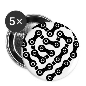 Heart of Chains - Buttons large 2.2''/56 mm (5-pack) - white - Front