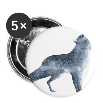 Heulender Wolf im Mondschein - Buttons groß 56 mm (5er Pack) - Weiß - Vorne