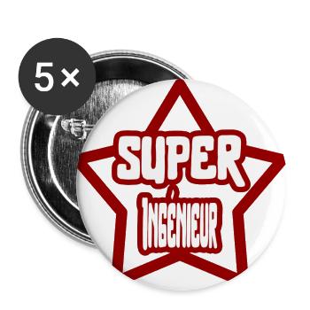 Super Ingénieur t-shirt métier cadeau - Lot de 5 grands badges (56 mm) - blanc - Devant