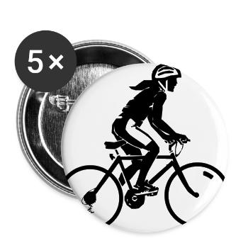 Cycling woman - Buttons large 2.2''/56 mm (5-pack) - white - Front