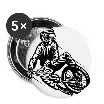 BMX / Mountain Biker 03_schwarz - Buttons groß 56 mm (5er Pack) - Weiß - Vorne