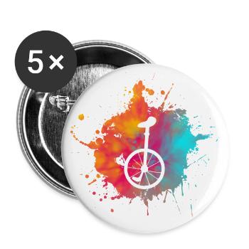 Color speckle unicycle riding gift cycling - Buttons large 2.2''/56 mm (5-pack) - white - Front