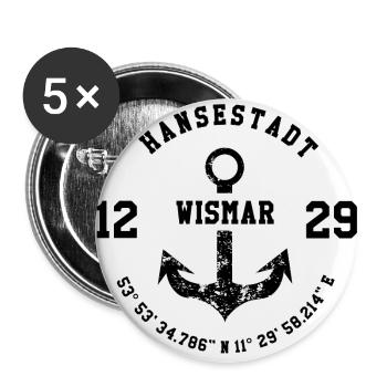 Hansestadt Wismar - Buttons groß 56 mm (5er Pack) - Weiß - Vorne