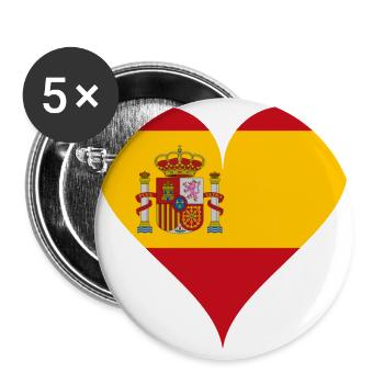 Herz Spanische Flagge Spanien Fan - Buttons groß 56 mm (5er Pack) - Weiß - Vorne