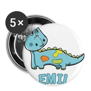 enfant drôle de dinosaure d'anniversaire cadeau Emil - Lot de 5 grands badges (56 mm) - blanc - Devant