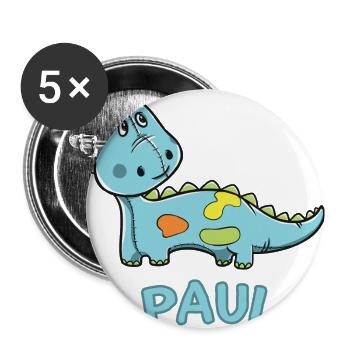 Dinosaurier lustig Kind Paul Geschenk Geburtstag - Buttons groß 56 mm (5er Pack) - Weiß - Vorne