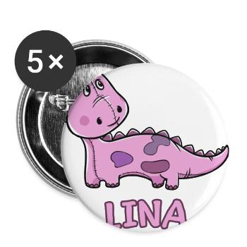 Dinosaurier lustig Kind Lina Geschenk Geburtstag K - Buttons groß 56 mm (5er Pack) - Weiß - Vorne