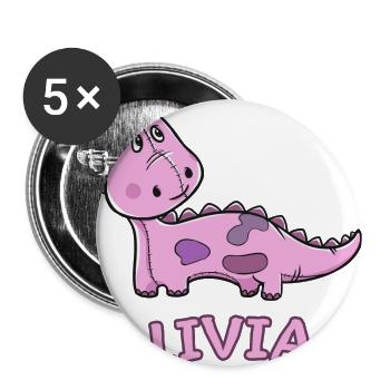 enfant drôle de dinosaure d'anniversaire cadeau Livia - Lot de 5 grands badges (56 mm) - blanc - Devant
