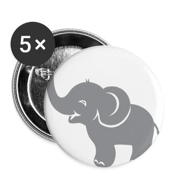 Funny baby elephant with hearts - Buttons large 2.2''/56 mm (5-pack) - white - Front