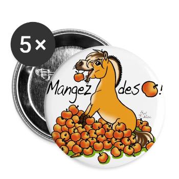 Fjord mangez des pommes! (texte noir) - Lot de 5 grands badges (56 mm) - blanc - Devant