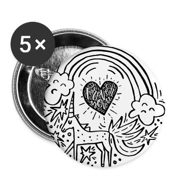 Licorneforeveryou - Buttons large 2.2''/56 mm (5-pack) - white - Front