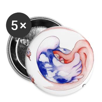Schlafendes Mädchen - Buttons groß 56 mm (5er Pack) - Weiß - Vorne