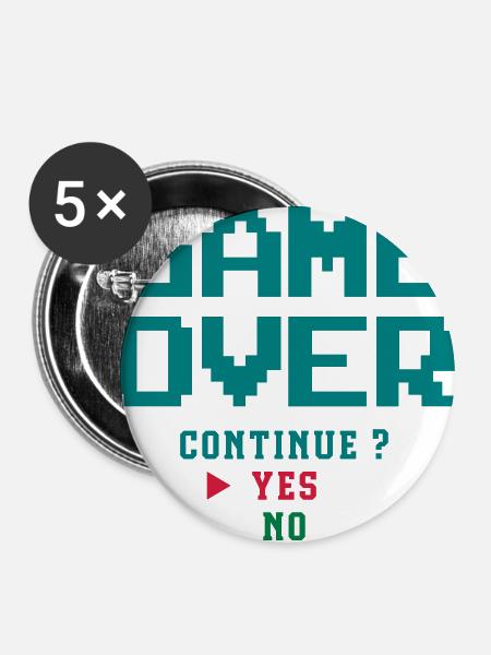 Game Over - Buttons groß 56 mm (5er Pack) - Weiß