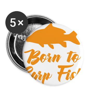 Pêche - Pêche - Carpe - Cadeau - Lot de 5 grands badges (56 mm) - blanc - Devant
