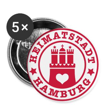Hamburg Heimatstadt Wappen 1c Herz - Buttons groß 56 mm (5er Pack) - Weiß - Vorne