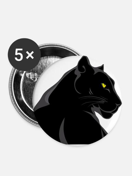 Schwarzer Panther - Buttons groß 56 mm (5er Pack) - Weiß
