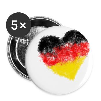 WM EM Germany Heart World Champion Football - Buttons large 2.2''/56 mm (5-pack) - white - Front
