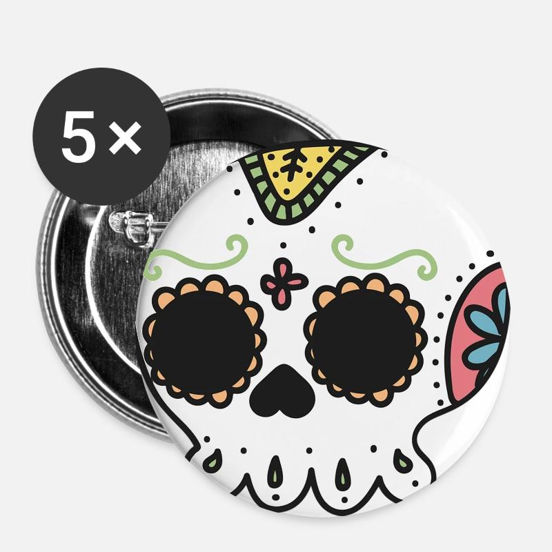 Skull - Buttons large 2.2''/56 mm (5-pack) - white