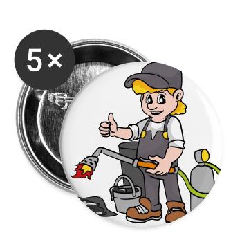 Dachdecker - Buttons groß 56 mm (5er Pack) - Weiß - Vorne