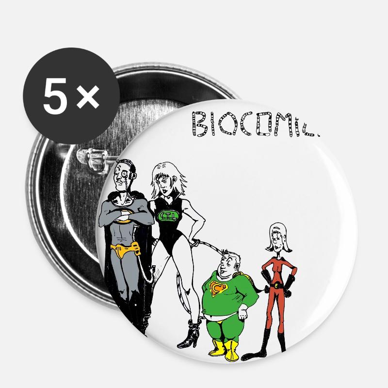 Antioxidative Superhelden - Buttons groß 56 mm (5er Pack) - Weiß