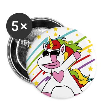 Dabbing Einhorn - Buttons groß 56 mm (5er Pack) - Weiß - Vorne