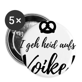Voike bayrisches Volksfest Geschenk - Buttons groß 56 mm (5er Pack) - Weiß - Vorne