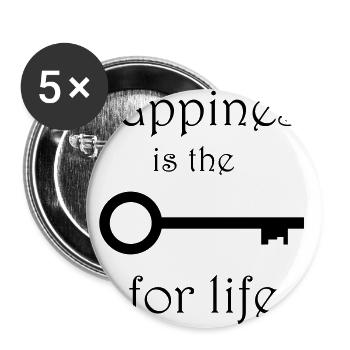 Happiness - Buttons groß 56 mm (5er Pack) - Weiß - Vorne