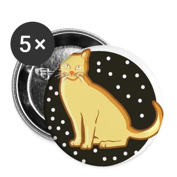Golden cute sweet shorthair cat - Buttons large 2.2''/56 mm (5-pack) - white - Front