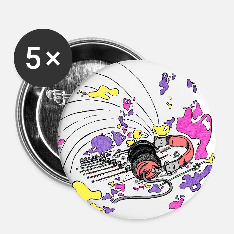 Headphones and DJ console [purple] - Buttons large 2.2''/56 mm (5-pack) - white