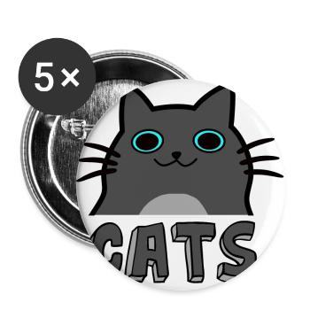 Cartoon Katzen - Buttons groß 56 mm (5er Pack) - Weiß - Vorne