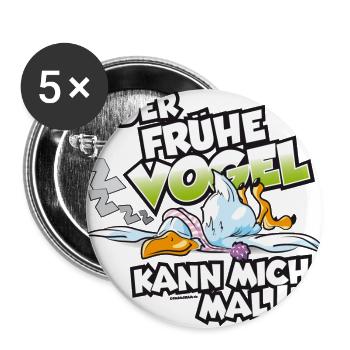 Der frühe Vogel kann mich mal - Buttons groß 56 mm (5er Pack) - Weiß - Vorne
