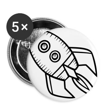 Raumschiff Rakete - Buttons groß 56 mm (5er Pack) - Weiß - Vorne
