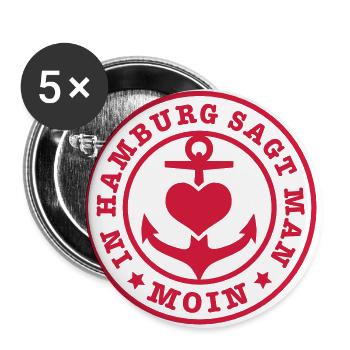 In Hamburg sagt man Moin / Anker 1c - Buttons groß 56 mm (5er Pack) - Weiß - Vorne