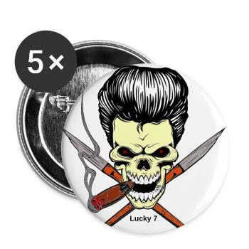 Skull head - Buttons groß 56 mm (5er Pack) - Weiß - Vorne
