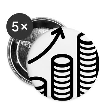 Rendite Geld Zinsen Wachstum - Buttons groß 56 mm (5er Pack) - Weiß - Vorne