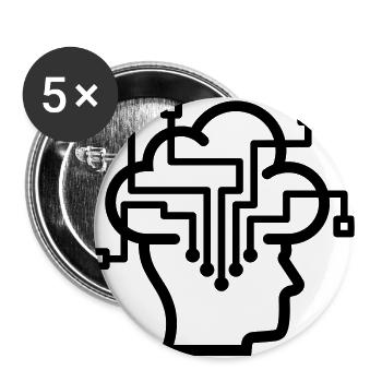 Datenschutz Cloud Vernetzt Denken - Buttons groß 56 mm (5er Pack) - Weiß - Vorne