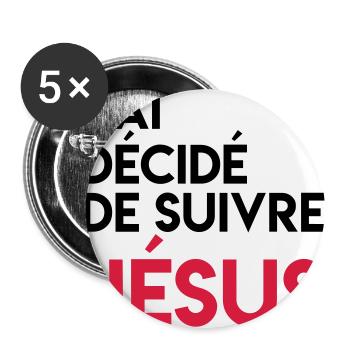 J'ai décidé de suivre Jésus - Lot de 5 grands badges (56 mm) - blanc - Devant