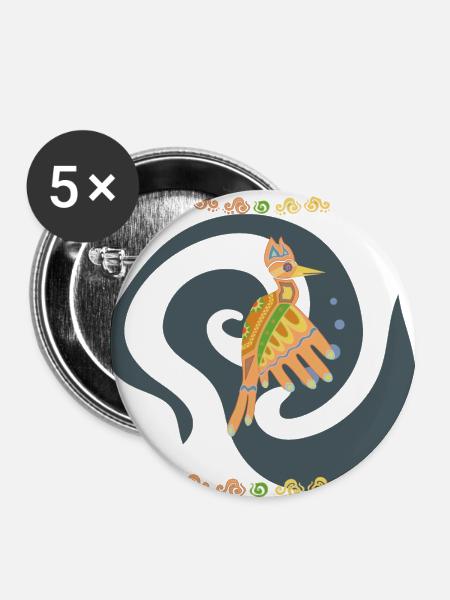 Specht - Buttons groß 56 mm (5er Pack) - Weiß