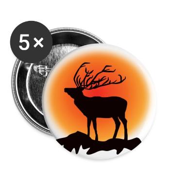 Cerf Rennais Silhouette Coucher de soleil - Lot de 5 grands badges (56 mm) - blanc - Devant