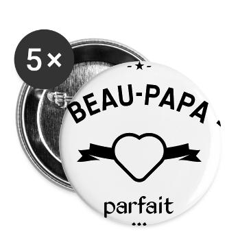 Beau papa parfait - Lot de 5 grands badges (56 mm) - blanc - Devant