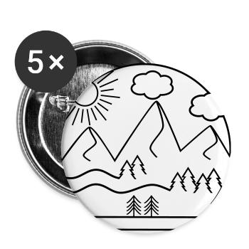 Mountains - Buttons large 2.2''/56 mm (5-pack) - white - Front