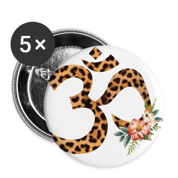 Leopard Om - Buttons large 2.2''/56 mm (5-pack) - white - Front